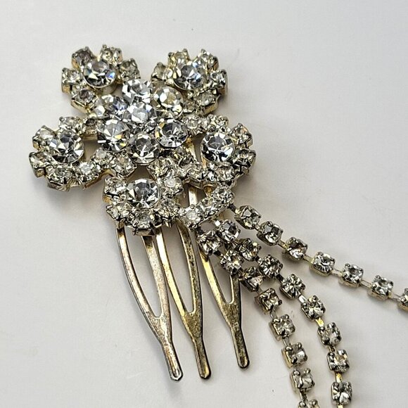 3 Row Crystal Teardrop Headpiece - Picture 6 of 11